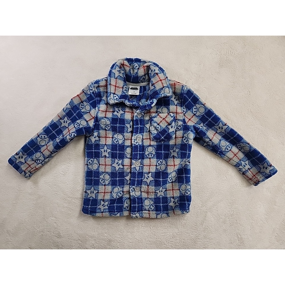 Super Mario Fleece‎ Jacket 3T Blue Plaid
